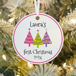 Adorno Metálico Primer árbol rosa de Navidad personalizado