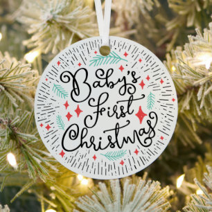 Adorno Metálico Primer bosquejo personalizado del bebé a mano