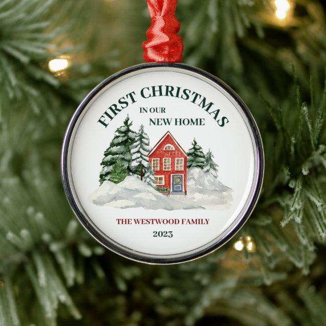 Adorno Metálico Primer hogar navideño nuevo rojo ladrillo Boho de  (Árbol)