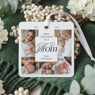 Adorno Metálico Primer Navidad como Mamá Collar de Fotos Estadísti