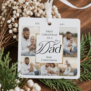Adorno Metálico Primer Navidad como Papá Collage de Fotos Estadíst