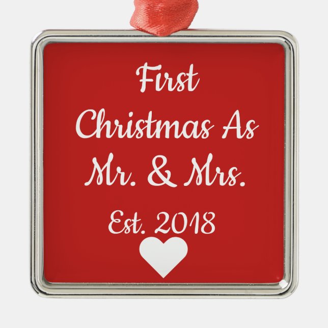 Adorno Metálico Primer navidad como Sr. y señora Ornament (Frente)