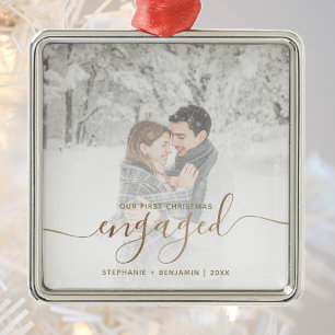 Adorno Metálico Primer Navidad comprometidos Foto personalizada gu