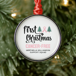 Adorno Metálico PRIMER NAVIDAD personalizada sin cáncer de mama