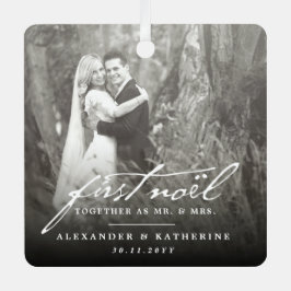 Adorno Metálico Primer Noel Boda de escritura a mano antigua foto