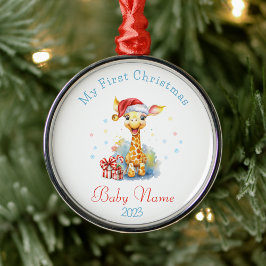 Adorno Metálico Primer nombre personalizado de Navidad Baby Giraff