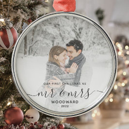 Adorno Metálico Primer Personalizado de Navidades casados Foto gui