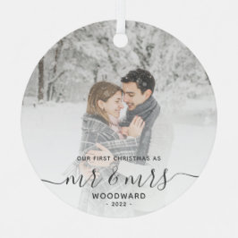 Adorno Metálico Primer Personalizado de Navidades casados Foto gui