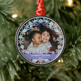 Adorno Metálico Primera abuela de Navidad Snowflakes Ribbon Light 