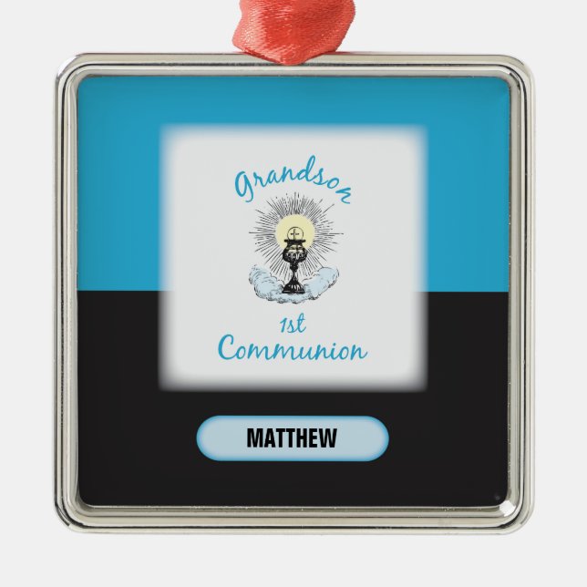 Adorno Metálico Primera comunión del nieto, Copa Azul (Frente)