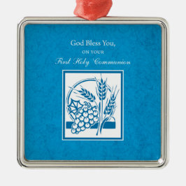 Adorno Metálico Primera comunión, trigo, uvas azul