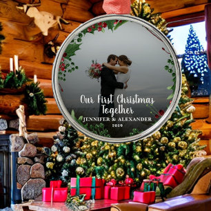 Adorno Metálico Primera foto de Navidad Juntos recién casados