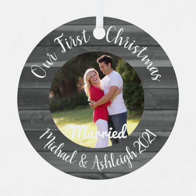 Adorno Metálico Primera Navidad casada (Anverso)