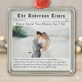 Adorno Metálico Primera Navidad casada | Anuncio de boda