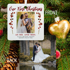 Adorno Metálico Primera Navidad casada con dos fotos modernas