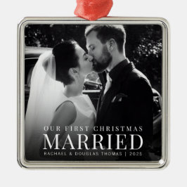 Adorno Metálico Primera Navidad casada | Foto de Personalizado rec