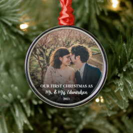 Adorno Metálico Primera Navidad casados como Sr. y Sra. foto