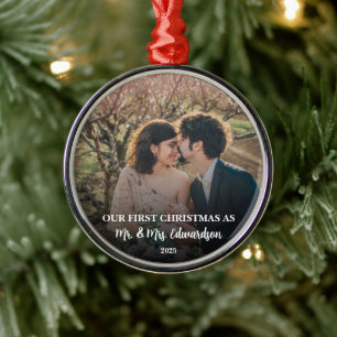 Adorno Metálico Primera Navidad casados como Sr. y Sra. foto