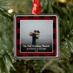 Adorno Metálico Primera Navidad casados foto pareja vacaciones