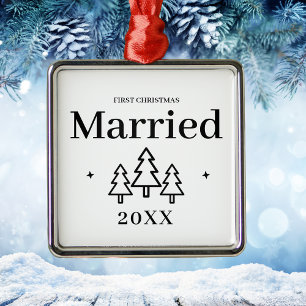 Adorno Metálico Primera Navidad Casados Regalo de Boda de Lujo
