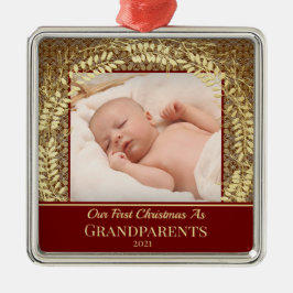 Adorno Metálico Primera Navidad clásica con Wreath de oro