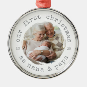 Adorno Metálico Primera Navidad como abuelos de Nana y Papa 2025