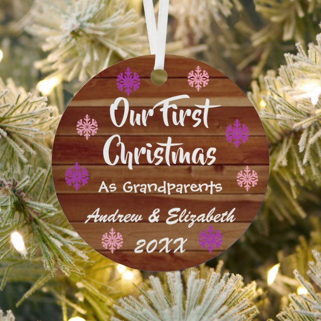 Adorno Metálico Primera Navidad como abuelos Rústicos (in situ)