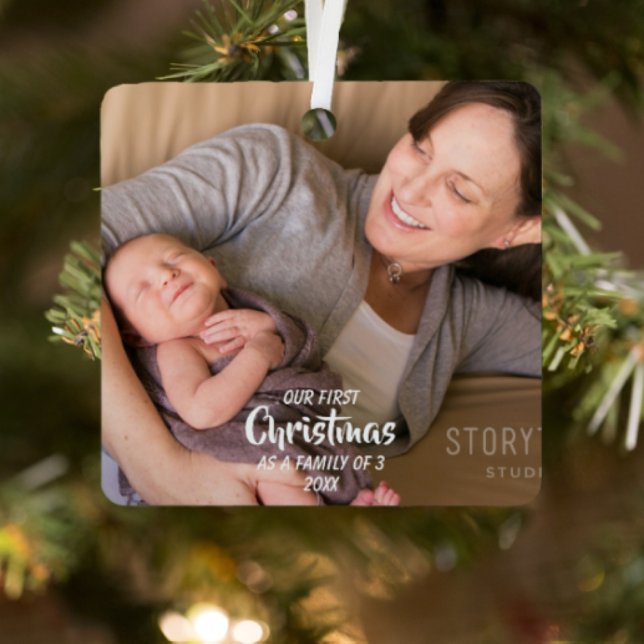 Adorno Metálico Primera Navidad como familia de 3 (Subido por el creador)