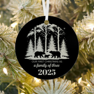 Adorno Metálico Primera Navidad como familia de tres 2025 Personal