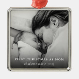 Adorno Metálico Primera Navidad como foto de mamá elegante