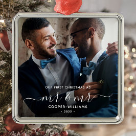 Adorno Metálico Primera Navidad como Sr y Sr Recuerdo LGBTQ