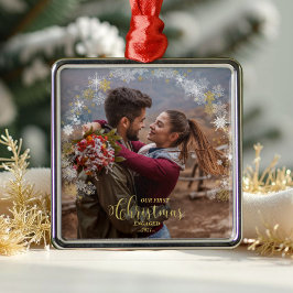 Adorno Metálico Primera Navidad Comprometida Wreath Gilded Engagem