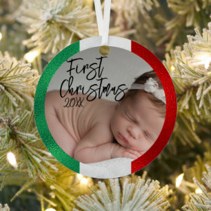 Adorno Metálico Primera Navidad de Bebe Italiano