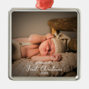 Adorno Metálico Primera Navidad de Bebé Recién Nacido Foto Persona
