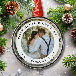 Adorno Metálico Primera Navidad de Casados con Foto Personalizada