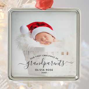 Adorno Metálico Primera Navidad de los Abuelos Foto Escritura Negr