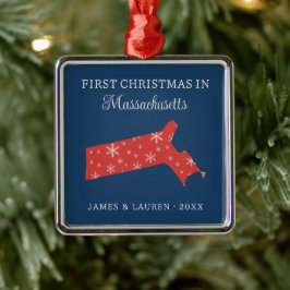 Adorno Metálico Primera Navidad de Pareja en Massachusetts, EE. UU