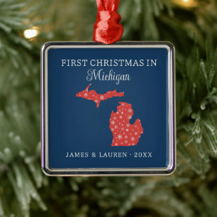 Adorno Metálico Primera Navidad de Pareja en Michigan USA Estado
