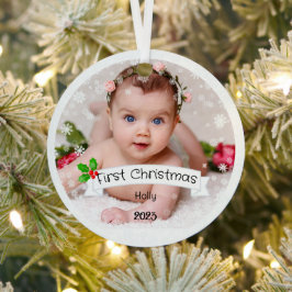 Adorno Metálico Primera Navidad del bebé completamente personaliza