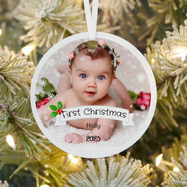 Adorno Metálico Primera Navidad del bebé completamente personaliza (in situ)