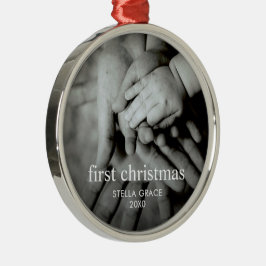 Adorno Metálico Primera Navidad del bebé elegante moderna personal