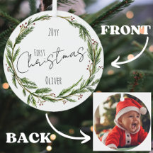 Primera Navidad del bebé, Mistletoe Wreath and Pho