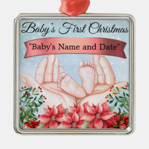 Adorno Metálico "Primera Navidad del bebé" personalizada