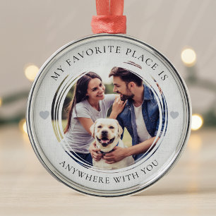 Adorno Metálico Primera Navidad En El Amor Pareja Foto Sentimental