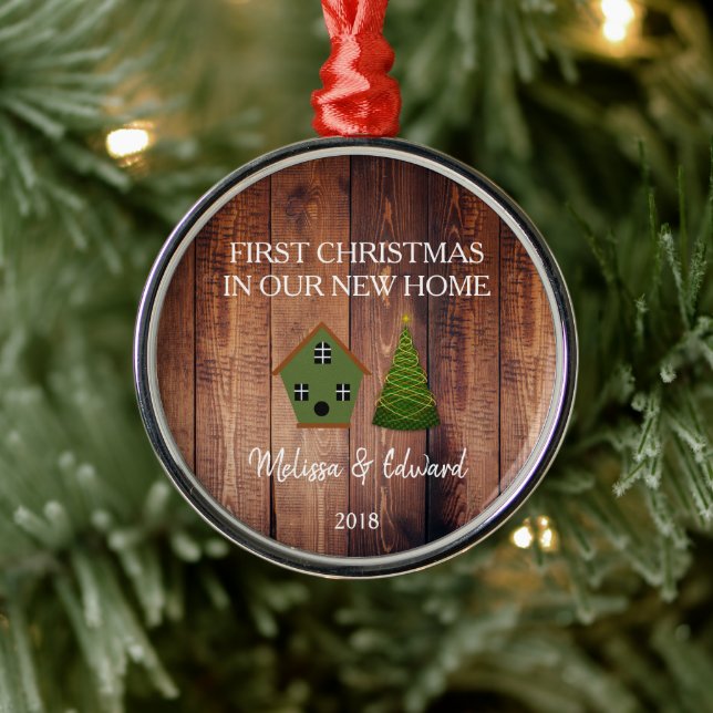 Adorno Metálico Primera Navidad en nuestro nuevo hogar de leña (Árbol)