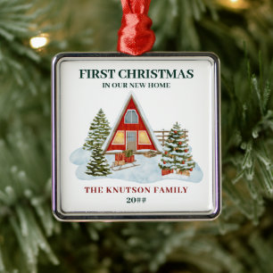 Adorno Metálico Primera Navidad En Nuestro Nuevo Hogar Moda Snowy