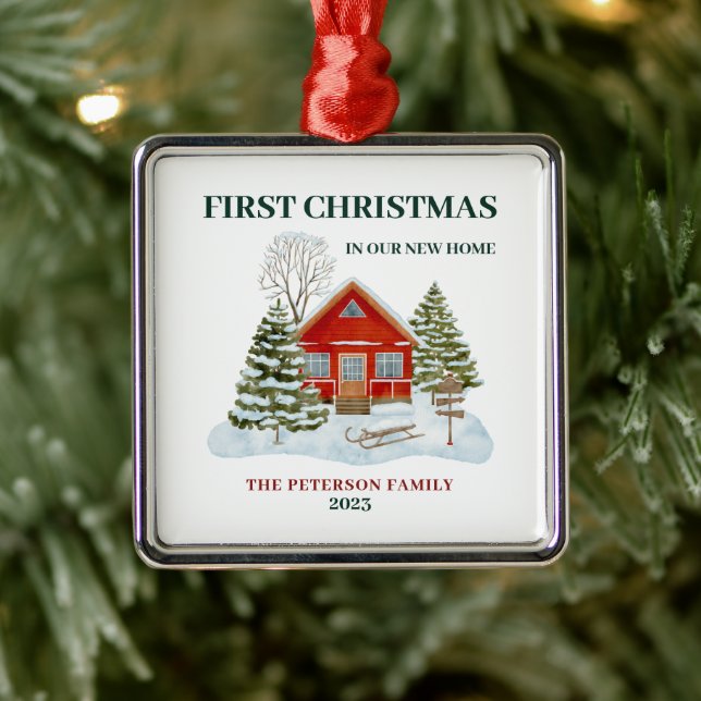 Adorno Metálico Primera Navidad En Nuestro Nuevo Hogar Snowy Boho (Árbol)