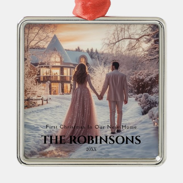 Adorno Metálico Primera Navidad en nuestro nuevo invierno de fotos (Frente)