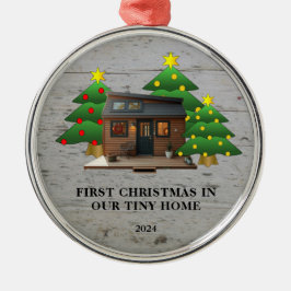 Adorno Metálico Primera Navidad en nuestro pequeño hogar rústico