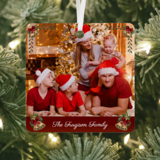 Adorno Metálico Primera Navidad Familia 1 Foto Moderna